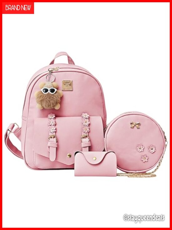 Mini Floral PU Leather Backpack 3-Piece Set with Crossbody and Card Holder main image 4